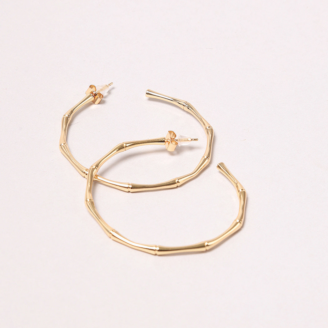 14K Gold-Dipped Textured Hoop Post Earring
