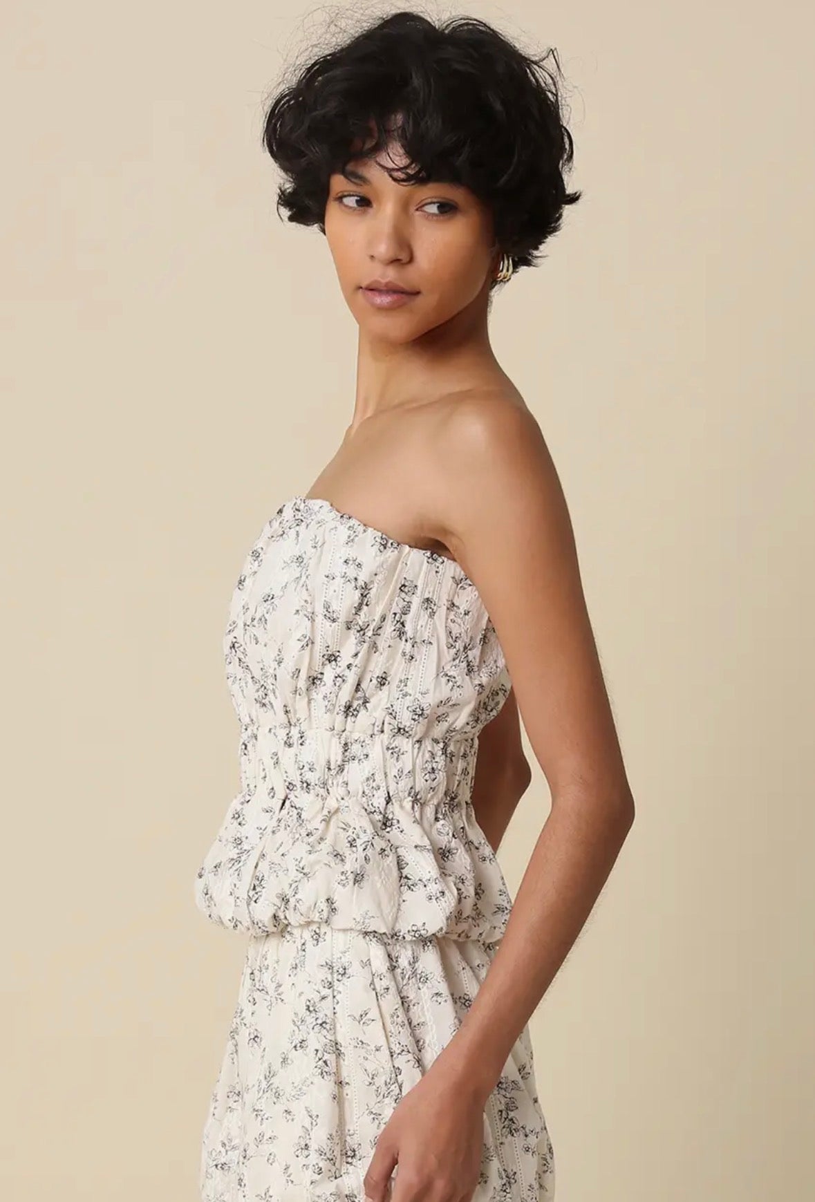 Floral Cream Bubble Top