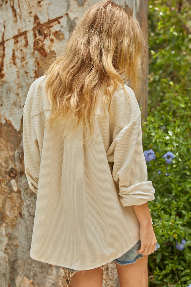 Corduroy Button Down Collar Long Sleeve Shacket – Olivine Boutique