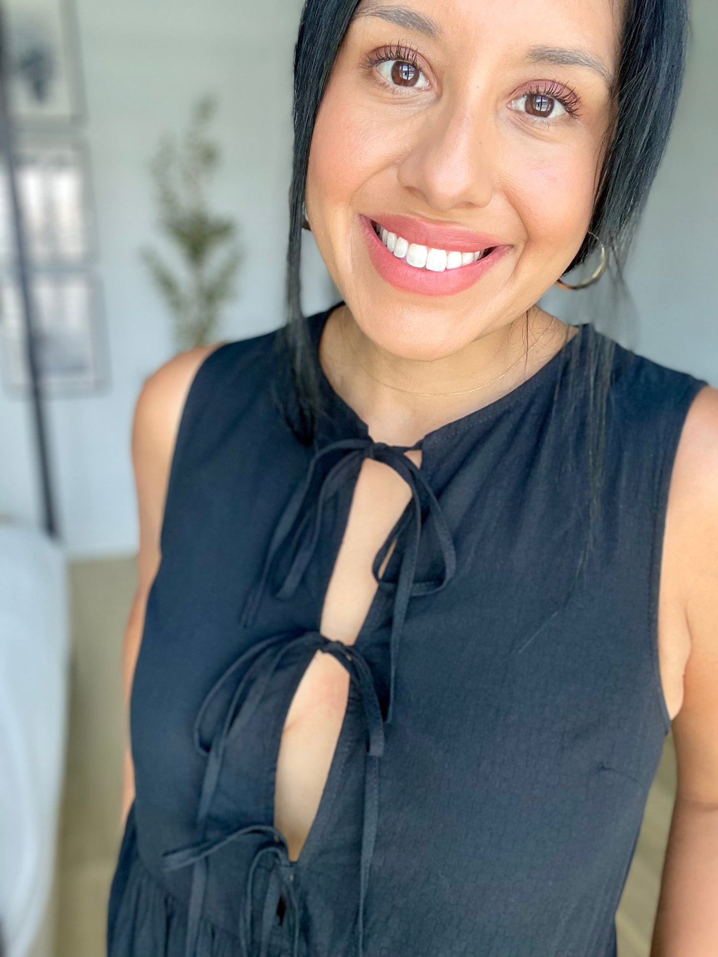 Black Flowy Flared Swing Midi Dress