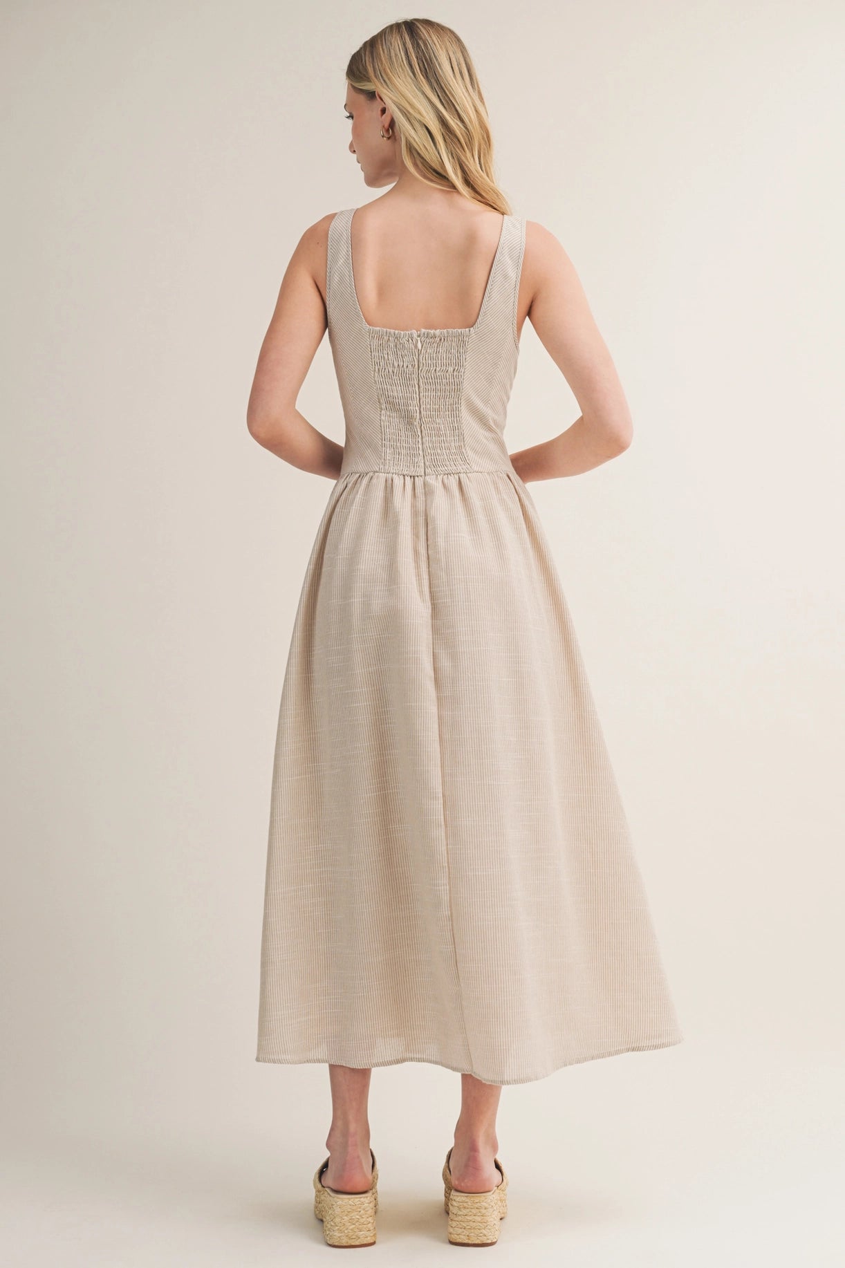 Corset Drop Waist Stripe Dress