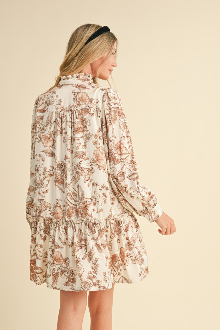 Floral Print Drop Waist Mini Dress