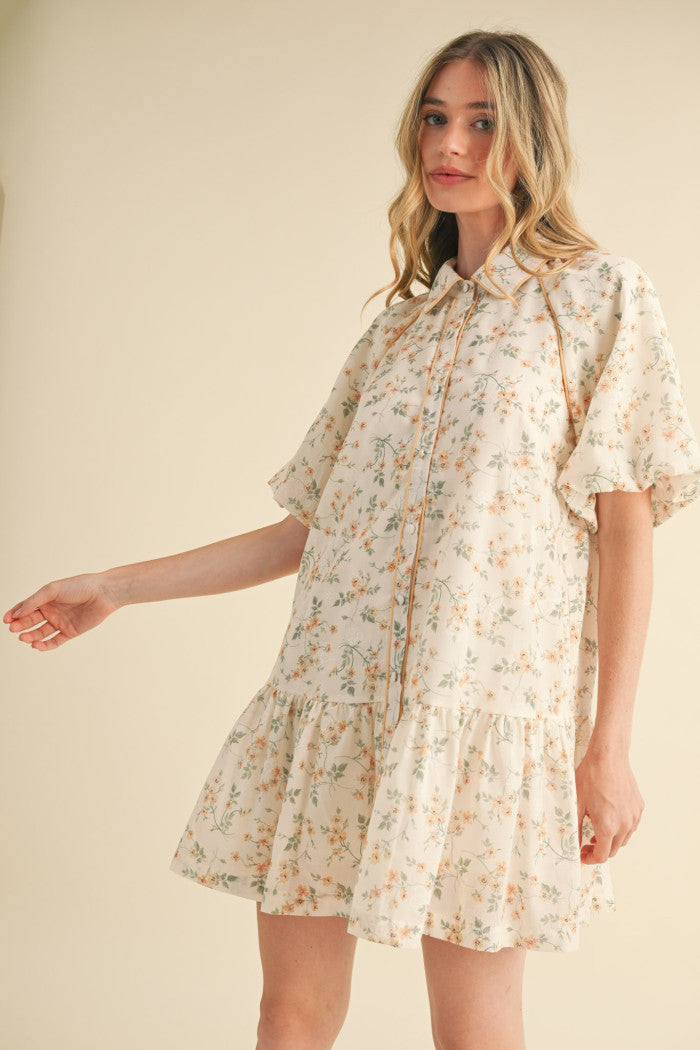 Floral Button Down Mini Dress Olivine Boutique Floral Button Down Mini Dress Olivine Boutique