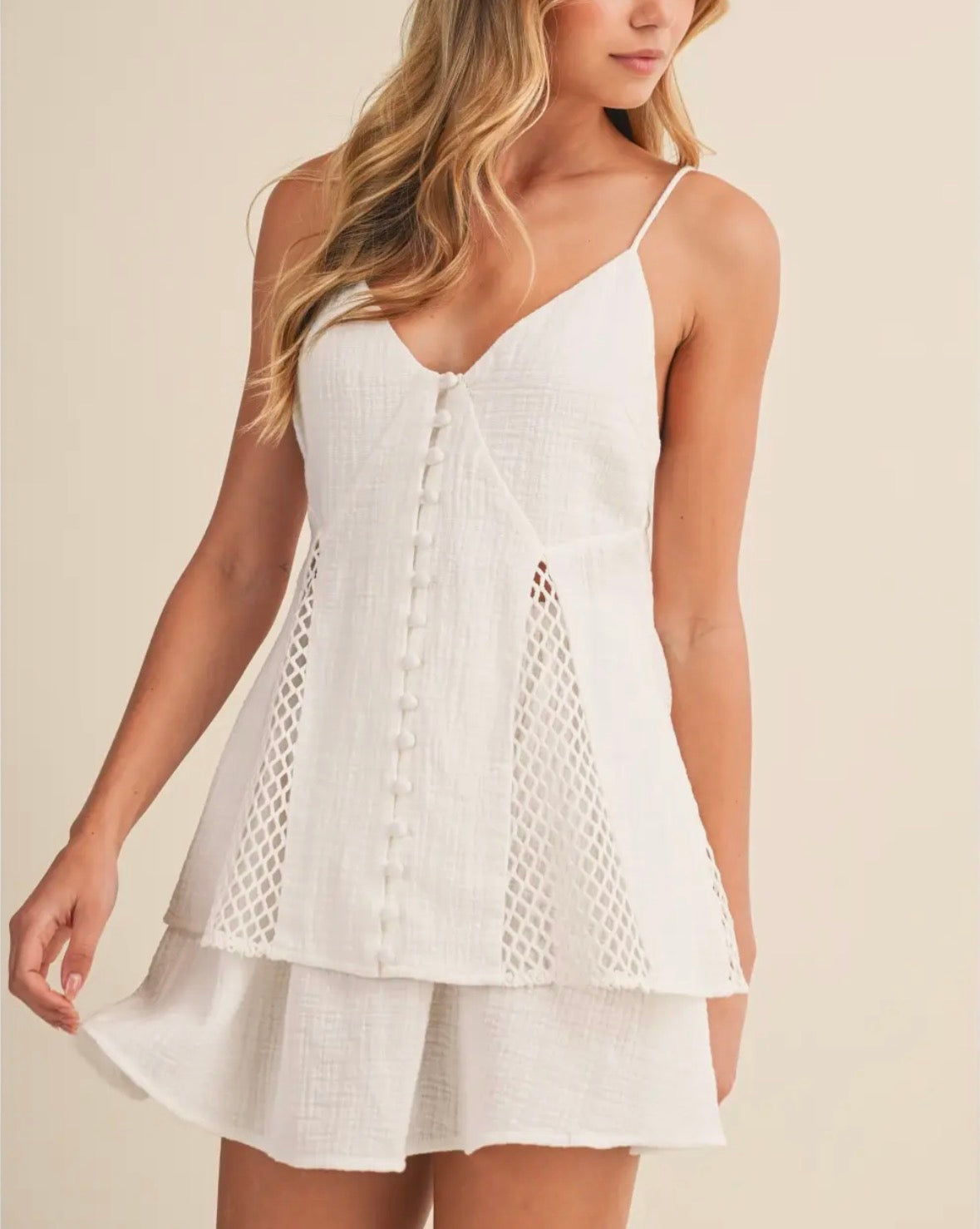Cotton White Layered Mini Dress