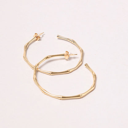 14K Gold-Dipped Textured Hoop Post Earring