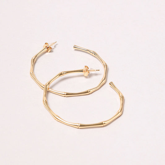 14K Gold-Dipped Textured Hoop Post Earring