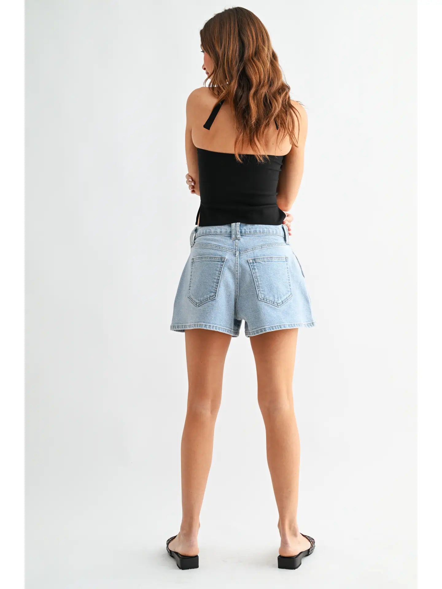 Pleated Bubble Denim Short