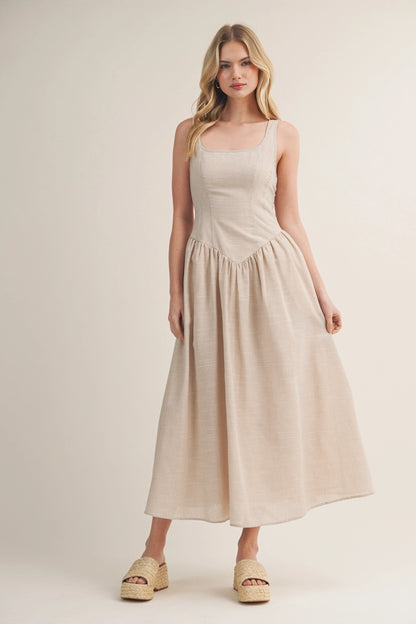 Corset Drop Waist Stripe Dress