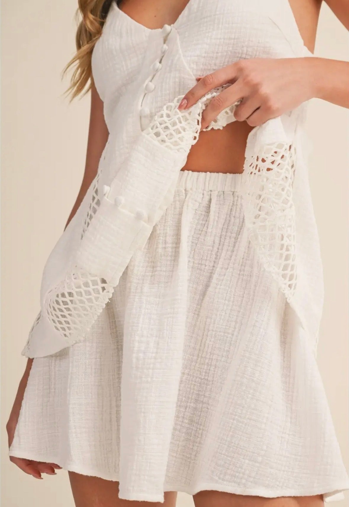Cotton White Layered Mini Dress