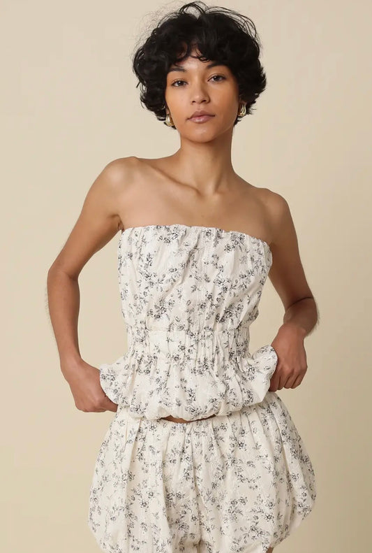 Floral Cream Bubble Top