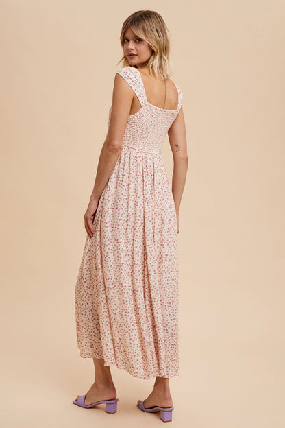 Lavender Viscose Button Down Floral Dress