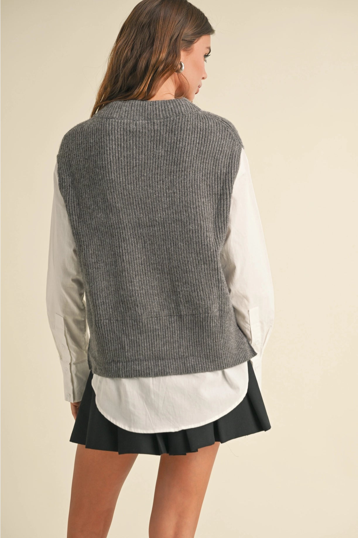 Gray Sweater and Shirts Combo Top