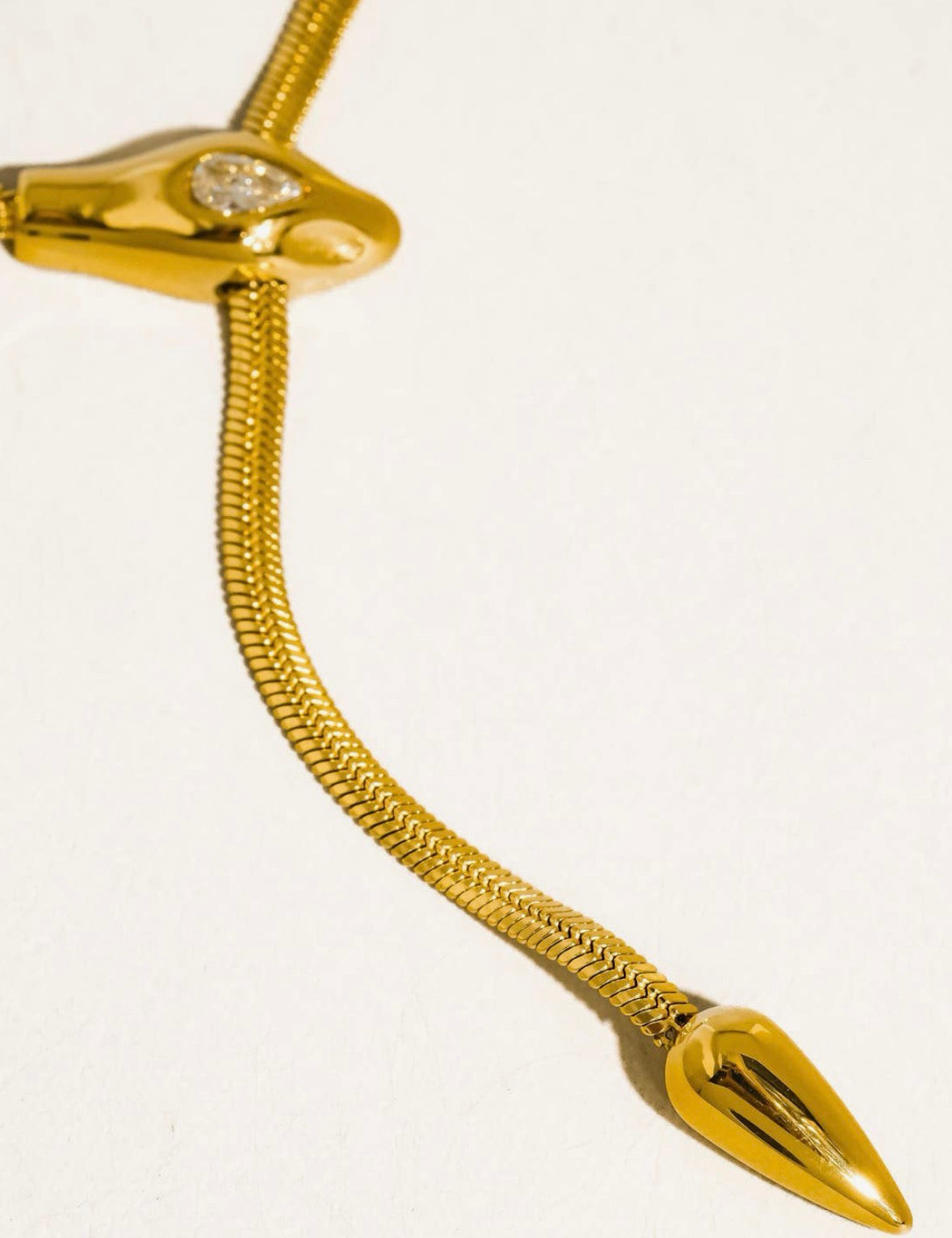 18K Gold Non-Tarnish Serpent Y Lariat Necklace