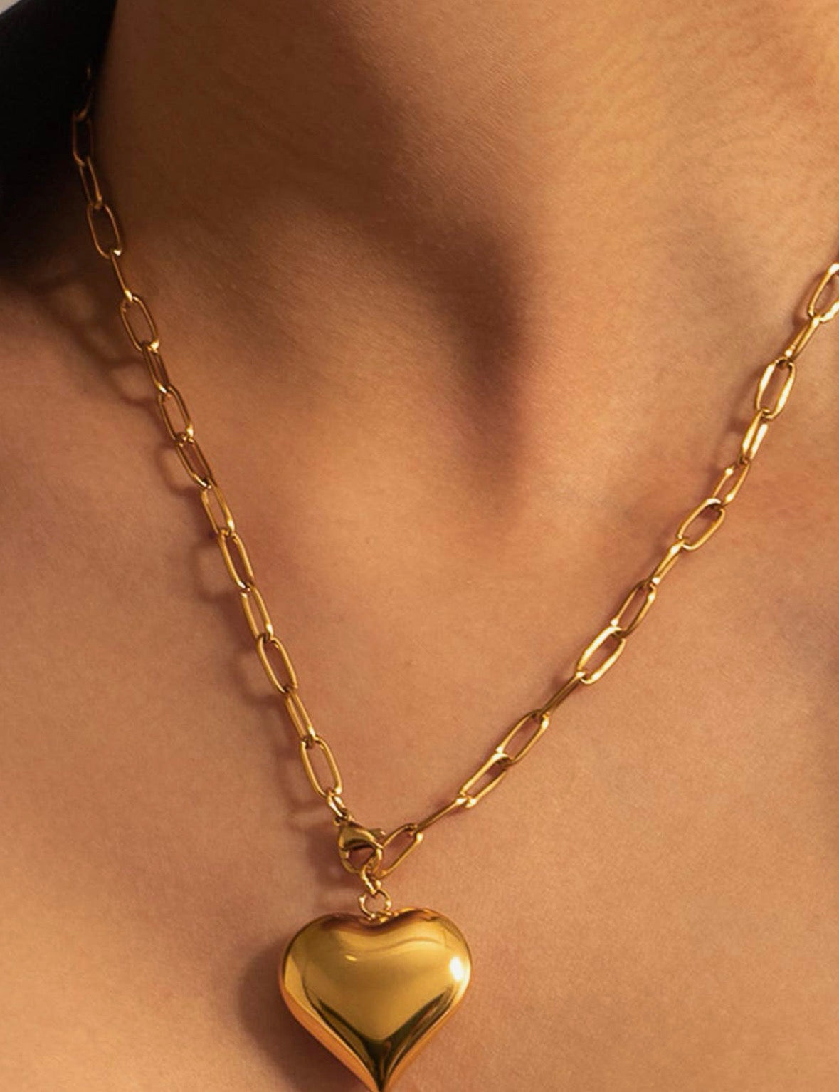 18K Large Heart Chain Necklace