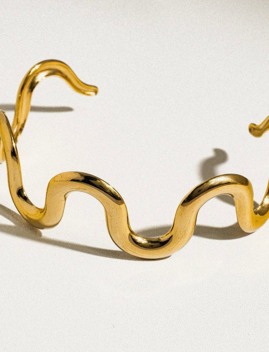 18k Wave Bold Statement Bracelet