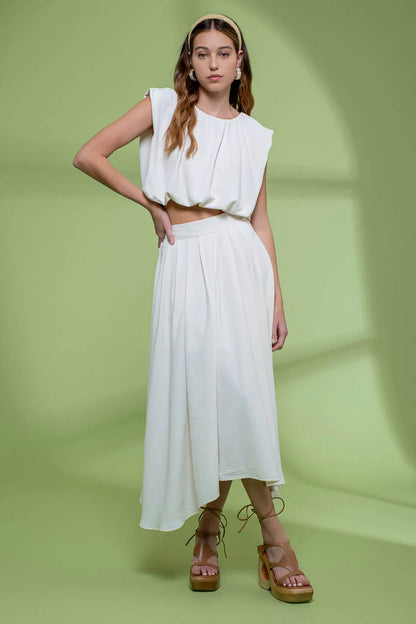 Cream Midi Skirt Set