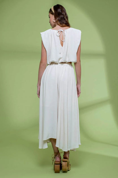 Cream Midi Skirt Set