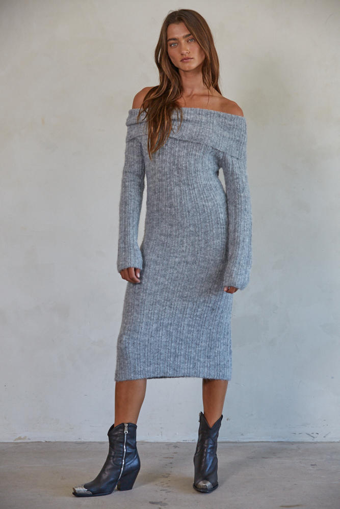 Flirting With You Heather Gray Sweater Dress