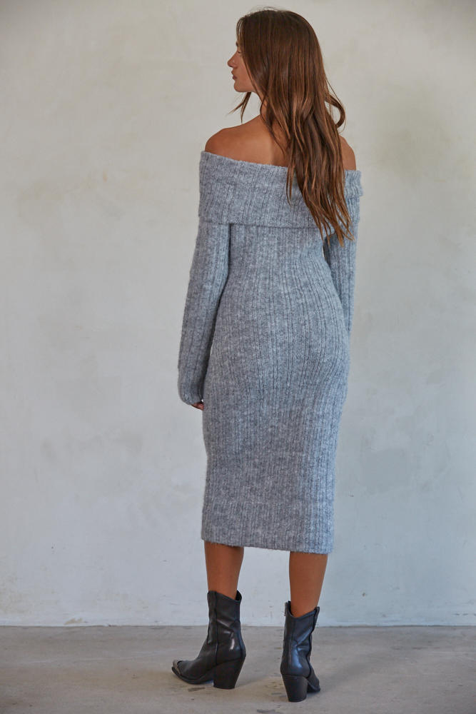 Flirting With You Heather Gray Sweater Dress