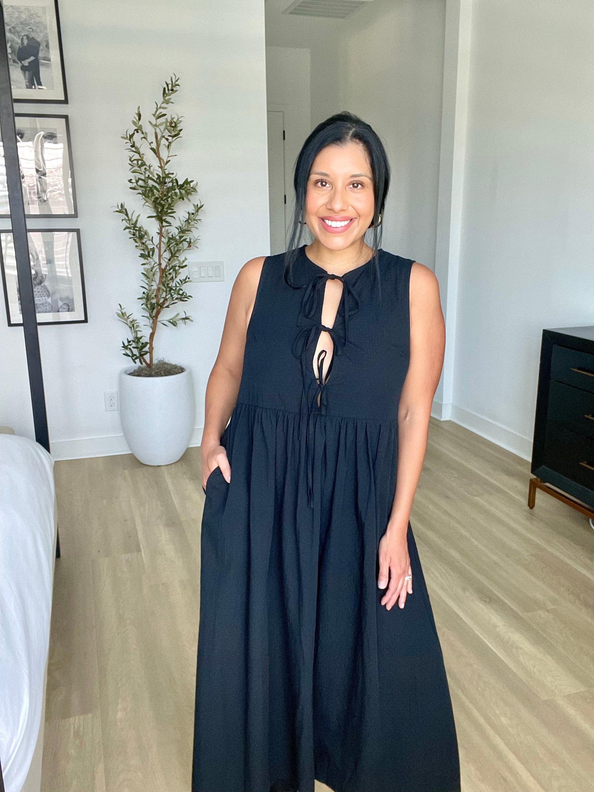 Black Flowy Flared Swing Midi Dress Olivine Boutique Black Flowy Flared Swing Midi Dress Olivine Boutique
