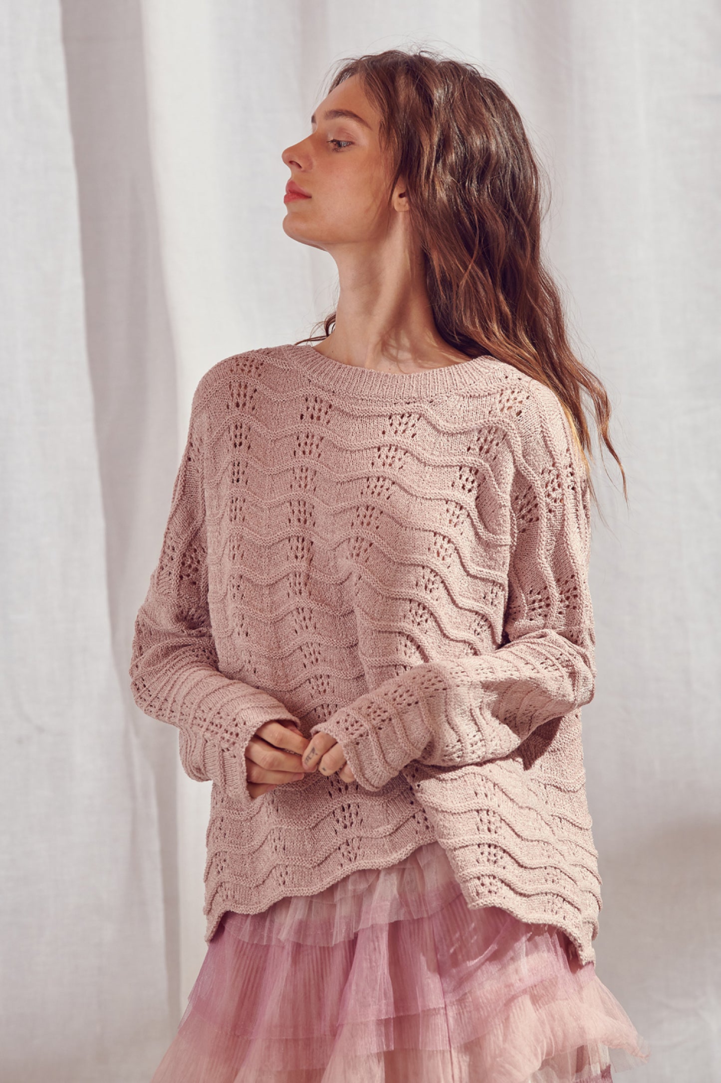 Mauve Textured Sweater