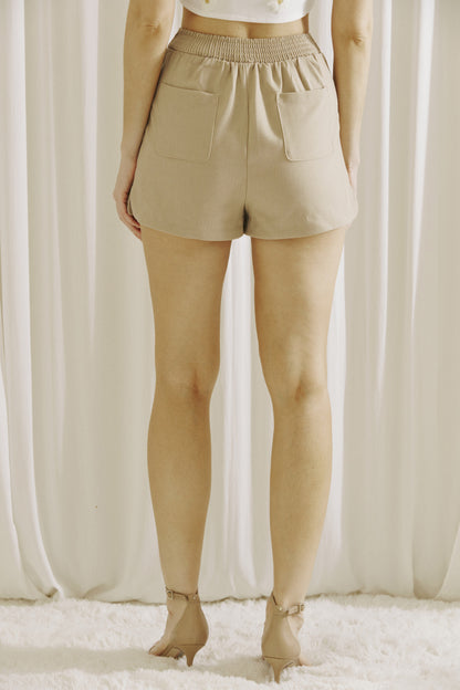 Heathered Taupe High Waisted Shorts